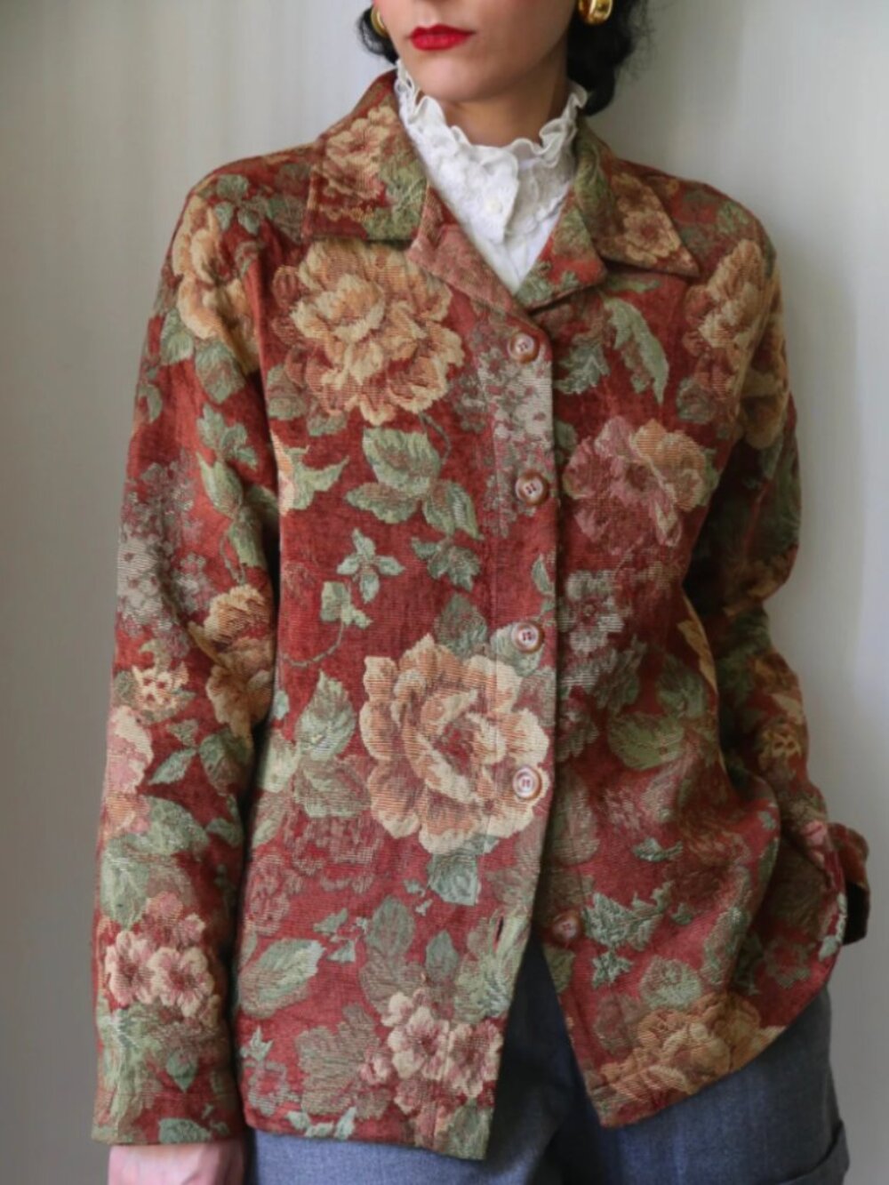 TanJay Vintage Floral Tapestry Jacket